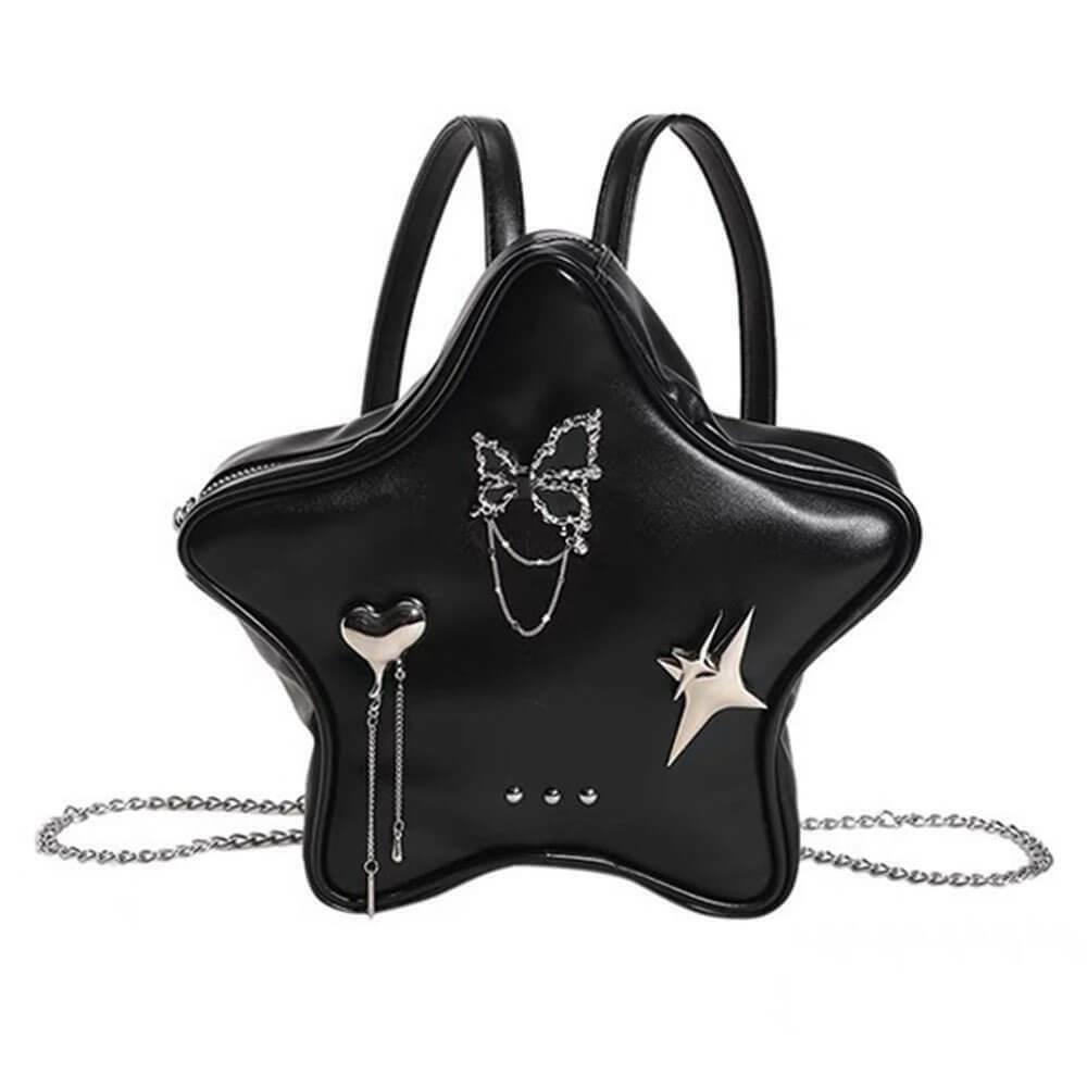 Grunge Star-Shaped Mini Backpack - Trendy Y2K Fashion for Streetwear Enthusiasts