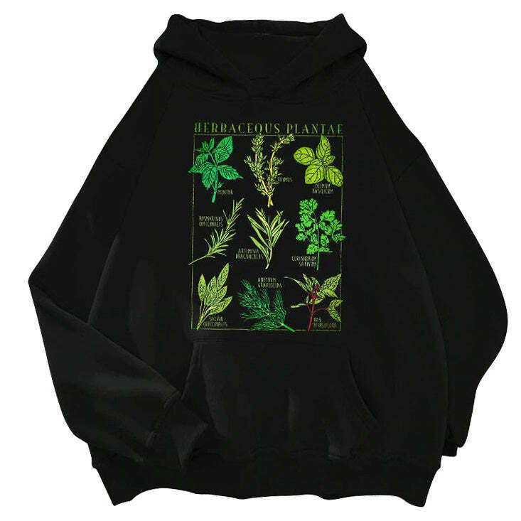 Herbaceous Plantae Cropped Zip-Up Hoodie in Aesthetic Colors - Trendy Y2K Fashion Style