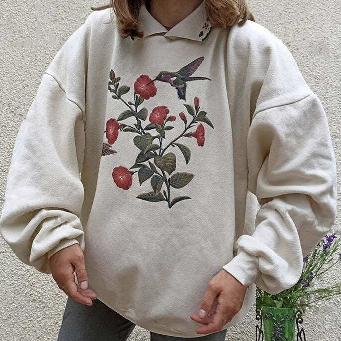 Hummingbird Vintage Sweatshirt - Aesthetic Cozy Style for Y2K Fashion Lovers