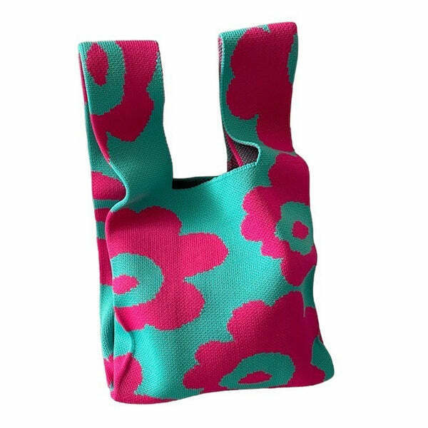 Indie Aesthetic Flower Tote Bag - Stylish Handprint Design for Trendy Fashion Lovers