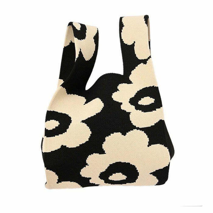 Indie Aesthetic Flower Tote Bag - Stylish Handprint Design for Trendy Fashion Lovers