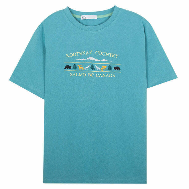 Kootenay Country Salmo T-Shirt: Trendy Y2K Style with Soft 95% Cotton & 5% Spandex Blend