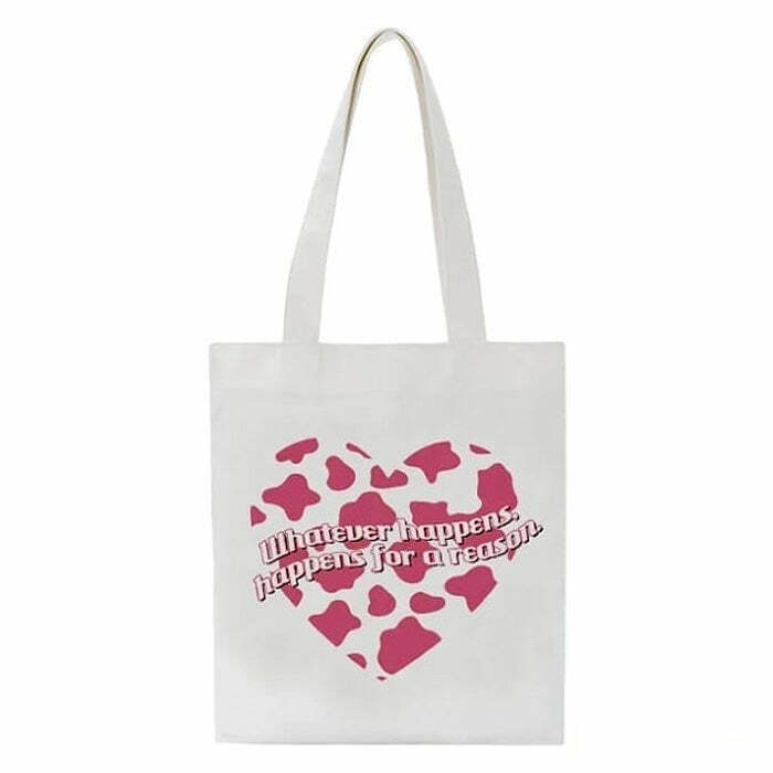 Korean Aesthetic Heart Tote Bag - Trendy Checker Design for Y2K Fashion Lovers