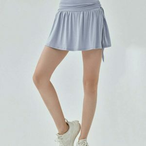 Lavender French Sun Tennis Skirt - Stylish Drawstring Design for Y2K Fashion Lovers