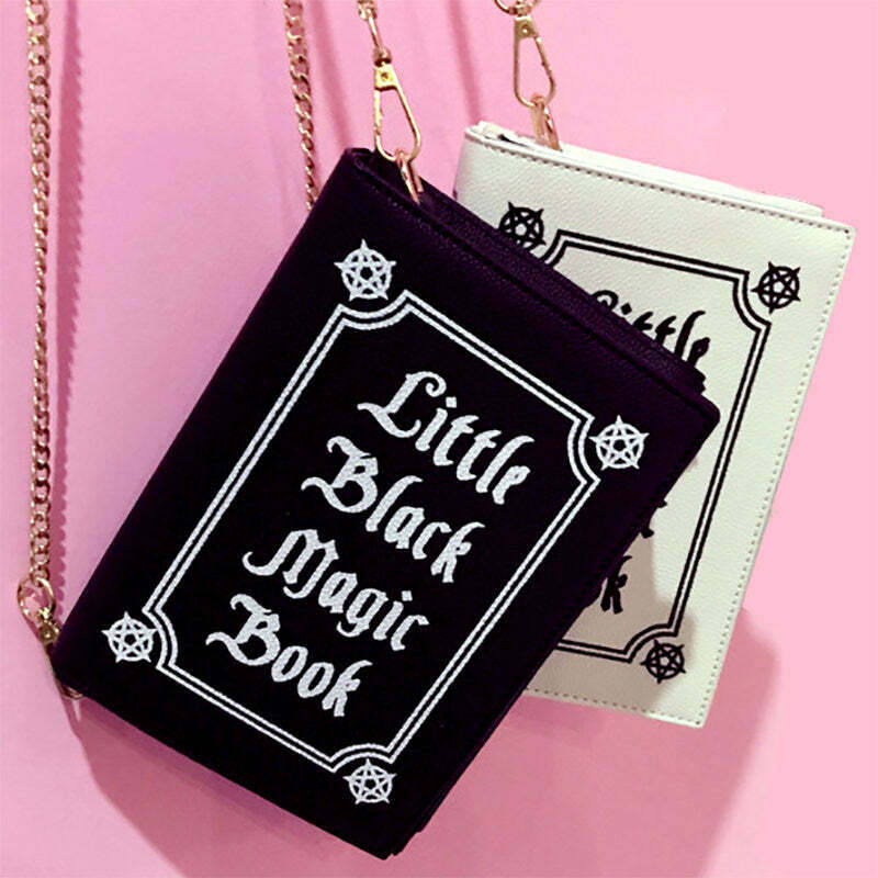 Little Black Magic Book Bag - Stylish Black Aesthetic Tote for Y2K Fashion Lovers