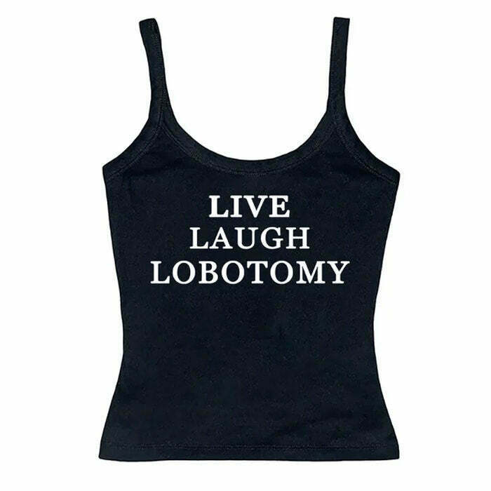 Live Laugh Y2K Skinny Tank Top - Edgy Star Design for Trendy Y2K Fashion Lovers