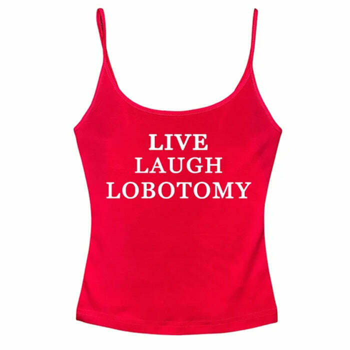 Live Laugh Y2K Skinny Tank Top - Edgy Star Design for Trendy Y2K Fashion Lovers