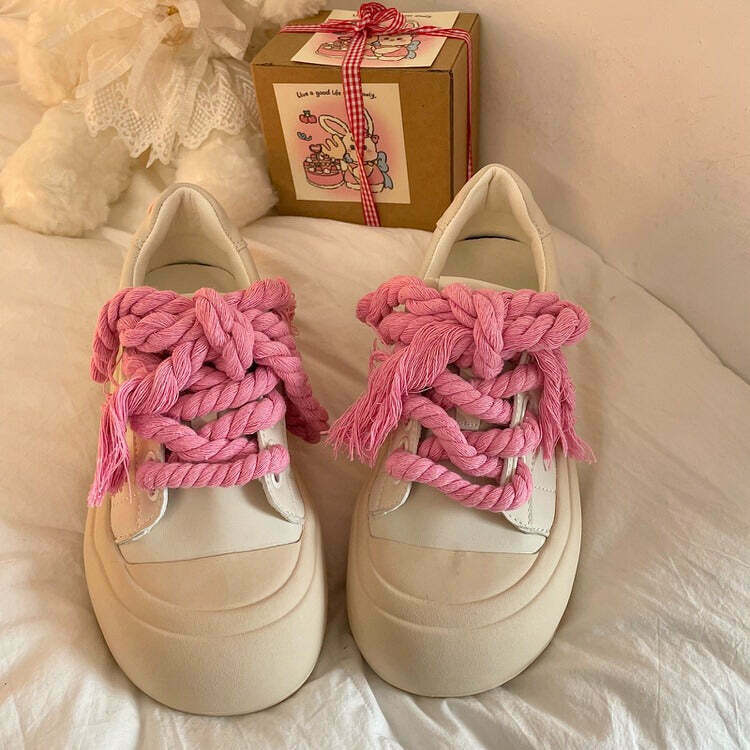 Love Bloom Chunky Sneakers: Stylish Blue & Pink Heart Sneakers for Y2K Fashion Lovers