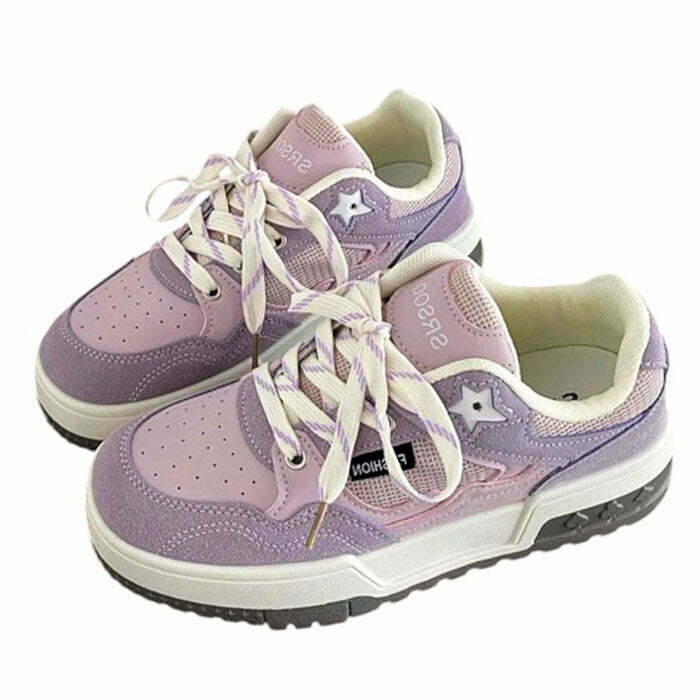 Milky Way Star Sneakers: Trendy Blue and Pink Heart Sneakers for Y2K Fashion Lovers