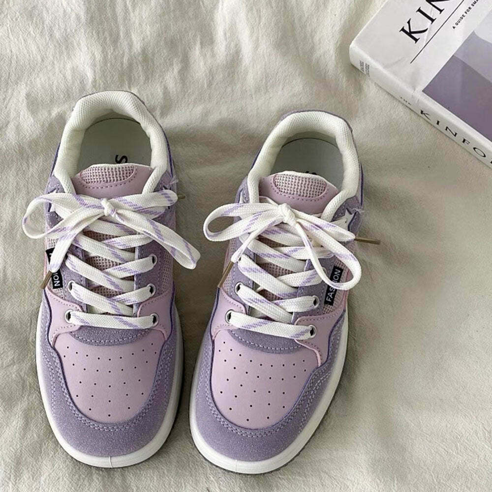 Milky Way Star Sneakers: Trendy Blue and Pink Heart Sneakers for Y2K Fashion Lovers