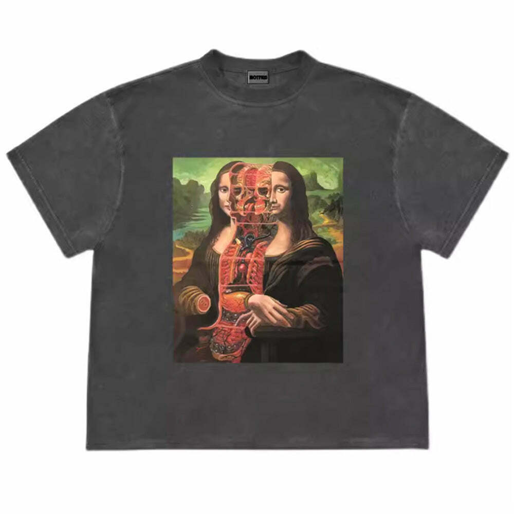 Mona Lisa Graphic Tee - Trendy Y2K Baby Tee with Bow Design for Stylish Outfits