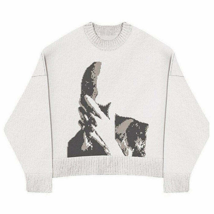 New Dimension Aesthetic Sweater with Butterfly Print - Trendy Y2K Style for Unique Looks