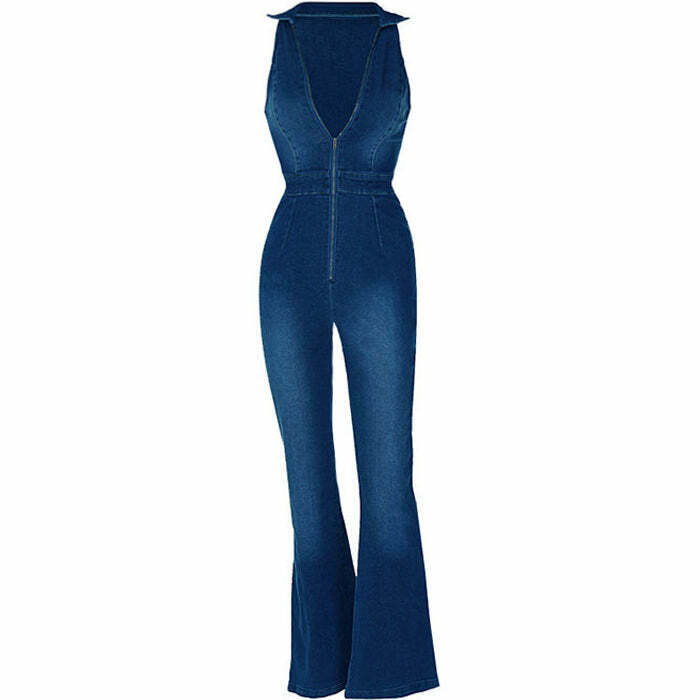 Nostalgic Games Denim Jumpsuit - Trendy Y2K Style with Grunge Vibes for Modern Baddies