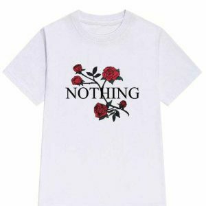 Nothing T-Shirt - Trendy Y2K Style Tee in Soft 95% Cotton, 5% Spandex for Ultimate Comfort