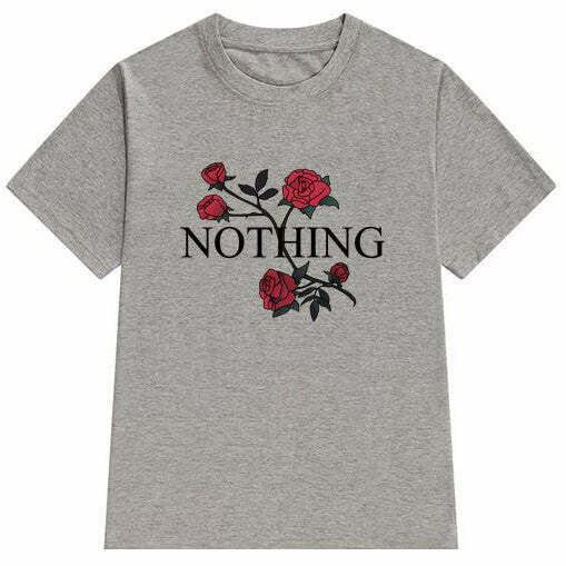 Nothing T-Shirt - Trendy Y2K Style Tee in Soft 95% Cotton, 5% Spandex for Ultimate Comfort