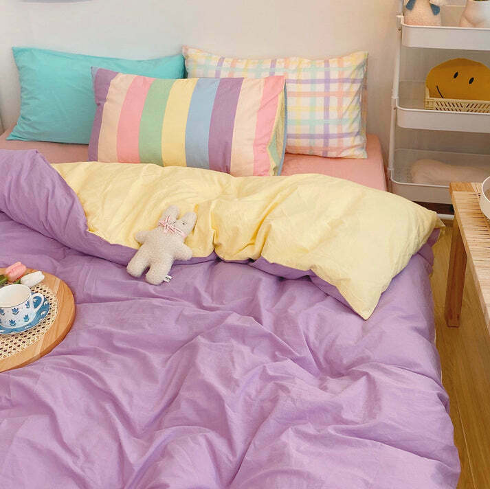 Pastel Sweetz Bedding Set - Trendy Pastel Bedding with Star Design for a Cozy Y2K Vibe