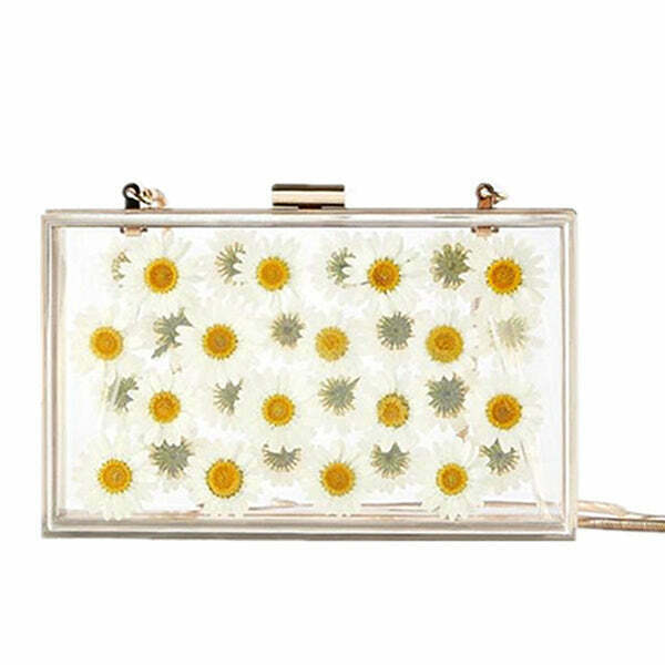 Pressed Flower Aesthetic Handbag - Minimalist Design with Eden Flower Print for Trendy Style