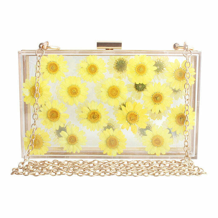 Pressed Flower Aesthetic Handbag - Minimalist Design with Eden Flower Print for Trendy Style