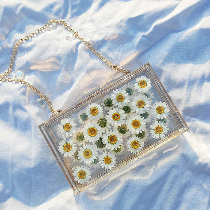 Pressed Flower Aesthetic Handbag - Minimalist Design with Eden Flower Print for Trendy Style