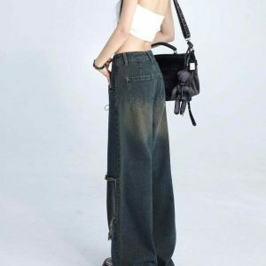 Rock The Scene Star Jeans - Trendy Y2K Baggy Star Pants with Buckles for a Bold Look