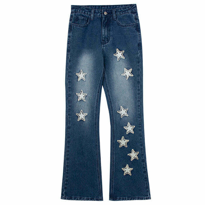 Rock The Scene Star Jeans - Trendy Y2K Baggy Star Pants with Buckles for a Bold Look