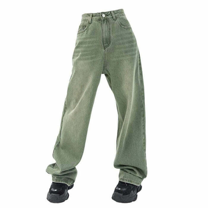 Sage Green Baggy Jeans for Trendy Y2K Style - Comfortable, Stylish, and Versatile Fit