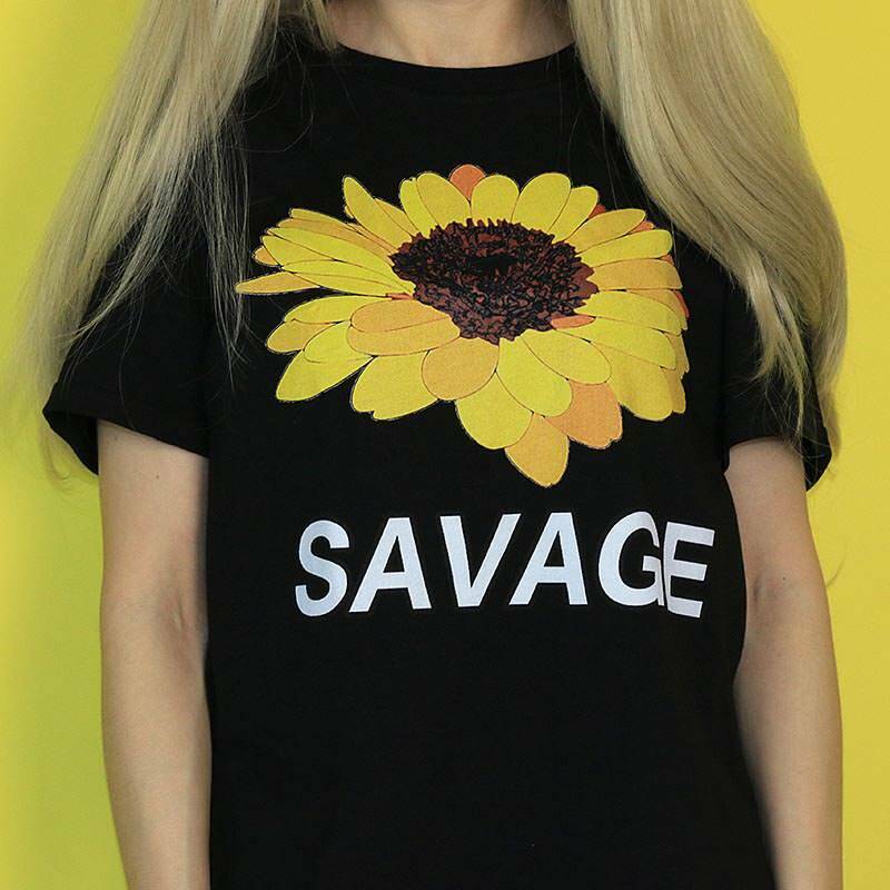 Savage Y2K T-Shirt for Men - 95% Cotton 5% Spandex, Grunge Style, Trendy Cyber Fashion