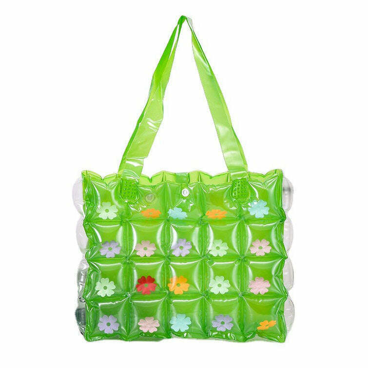 Seaside Vibes Inflatable Bubble Bag - Trendy Y2K Aesthetic Heart Tote for Stylish Outings