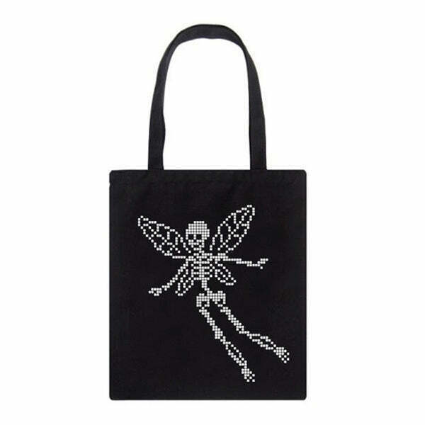 Skull Butterfly Canvas Bag - Trendy Aesthetic Tote for Y2K Fashion Lovers