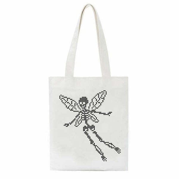 Skull Butterfly Canvas Bag - Trendy Aesthetic Tote for Y2K Fashion Lovers