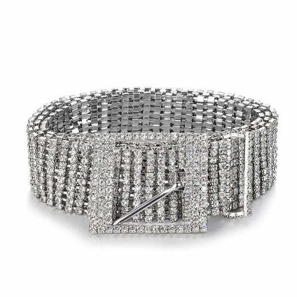 Sparkling Crystal Chain Belt for Y2K Fashion - Bedazzled Leather Skirt Accessory