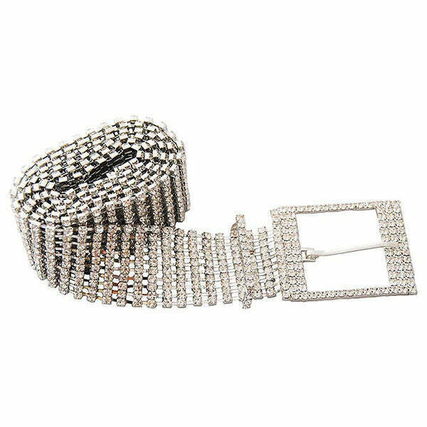 Sparkling Crystal Chain Belt for Y2K Fashion - Bedazzled Leather Skirt Accessory