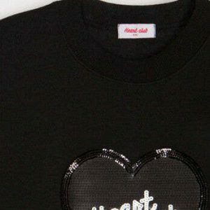 Sparkling Sequin Heart Club T-Shirt - Trendy Coquette Style for Y2K Fashion Lovers