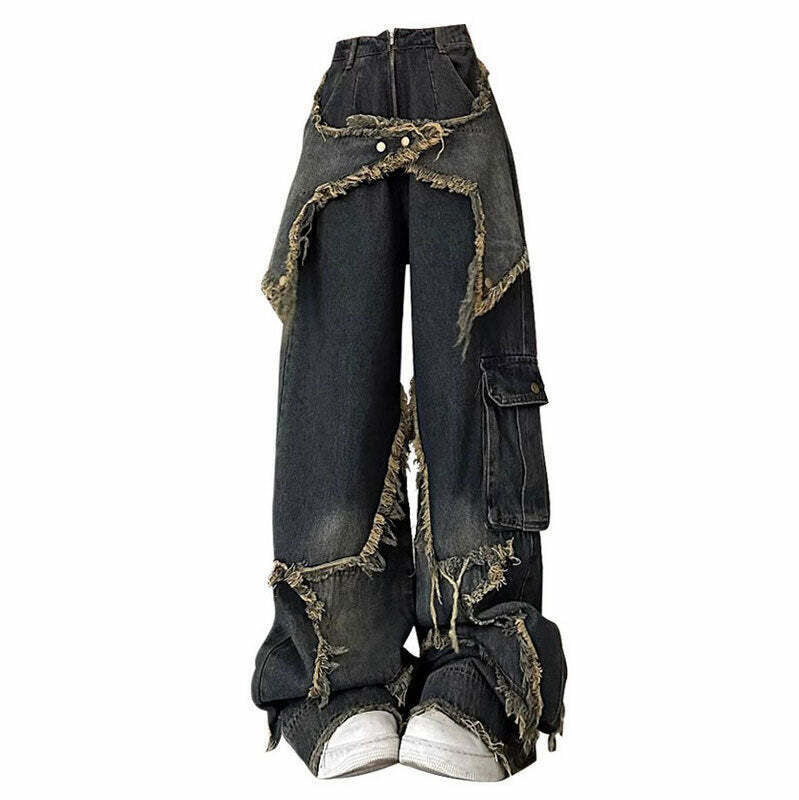 Star Girl Wide Leg Jeans - Trendy Y2K Style with Elegant Fit and Comfortable Design