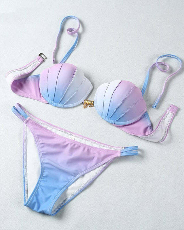 Stunning Gradient Mermaid Bikini - Y2K Fashion Must-Have for Trendy Beach Days