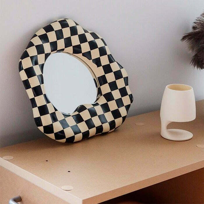 Stylish Checkerboard Mirror for Y2K Fashion: Modern Grunge Decor for Trendy Spaces