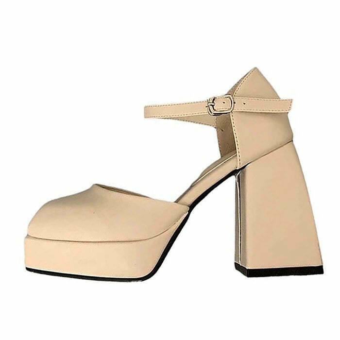 Stylish Coffee Cream Platform Heels for Trendy Y2K Fashion Lovers - Chic & Comfortable