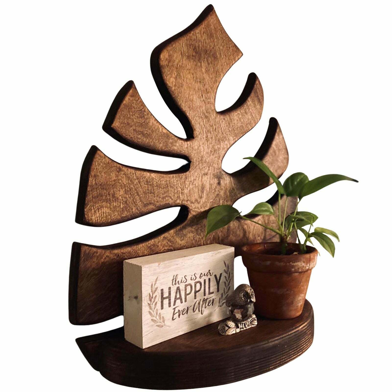 Stylish Monstera Leaf Wooden Shelf - Trendy Y2K-Inspired Home Decor for Modern Spaces