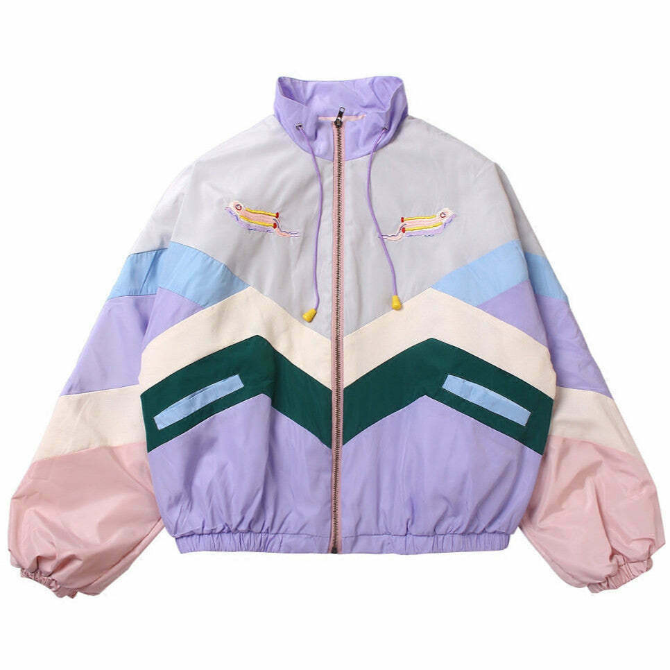 Stylish Y2K Embroidered Tennis Jacket - Trendy White Varsity Design with Unique Details