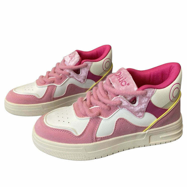 Trendy 2000s Aesthetic Sneakers for Skater Girls - Butterfly & Stars Design, Stylish Comfort