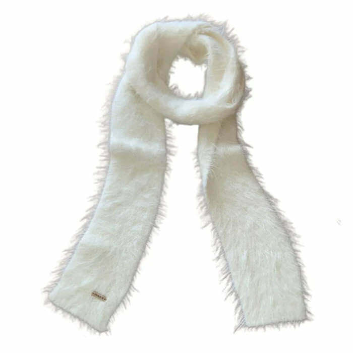 Trendy 2000s Popstar Fuzzy Scarf - Y2K Fashion Essential for Stylish Outfits