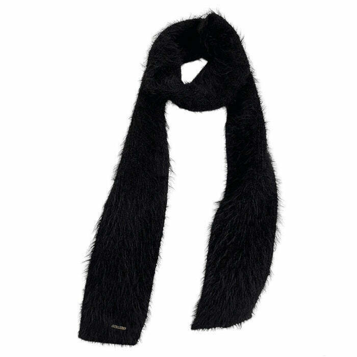 Trendy 2000s Popstar Fuzzy Scarf - Y2K Fashion Essential for Stylish Outfits