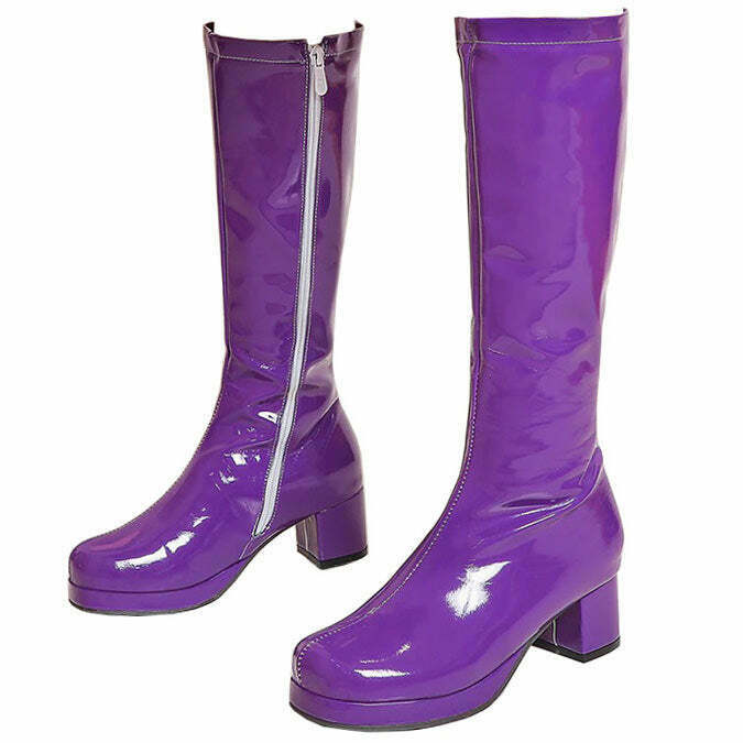 Trendy 80's Disco Vinyl Boots for Stylish Cowgirl Looks - Perfect for Y2K Fashion