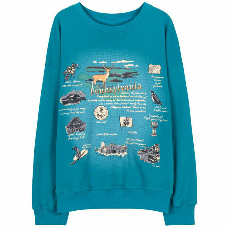 Trendy American Girl Pennsylvania Sweatshirt - Cute Y2K Style for Downtown Girls