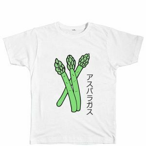 Trendy Asparagus T-Shirt in Soft Cotton-Spandex Blend for Y2K Skater Grunge Style