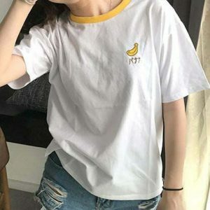 Trendy Banana Tee - 95% Cotton Y2K Style T-Shirt for Ultimate Retro Fashion Statement