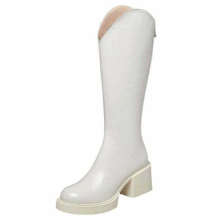 Trendy Black and White Platform High Boots with Split Toe Design for Y2K Aesthetic