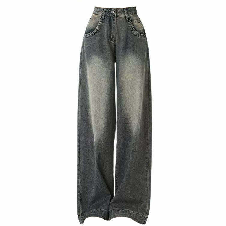 Trendy Black Washed Out Jeans for Y2K Style Lovers - Comfortable & Stylish Fit