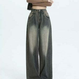 Trendy Black Washed Out Jeans for Y2K Style Lovers - Comfortable & Stylish Fit