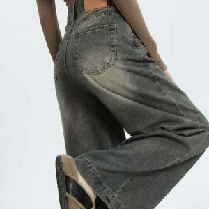 Trendy Black Washed Out Jeans for Y2K Style Lovers - Comfortable & Stylish Fit